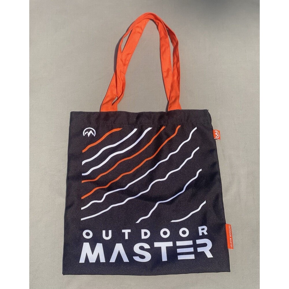 Outdoor Master Reusable Travel Shopping Tote Bag Snap Closure Black Orange Eco